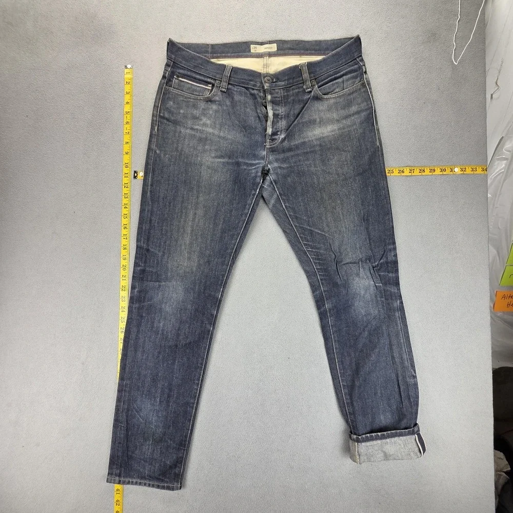 Selvedge Jeans Mens 36x30 Blue Slim Tapered Medium Wash Honeycomb Whiskers‎